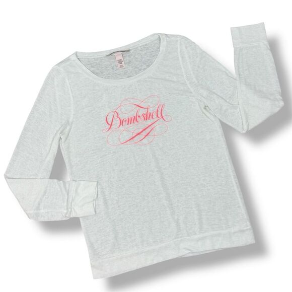 Victoria’s Secret Bombshell Burnout Slub Knit Long Sleeve Tee Shirt White Small - Picture 14 of 14
